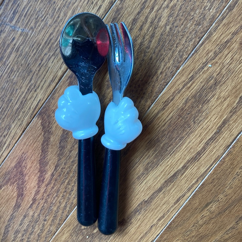 Mickey Mouse hands toddler fork and spoon set